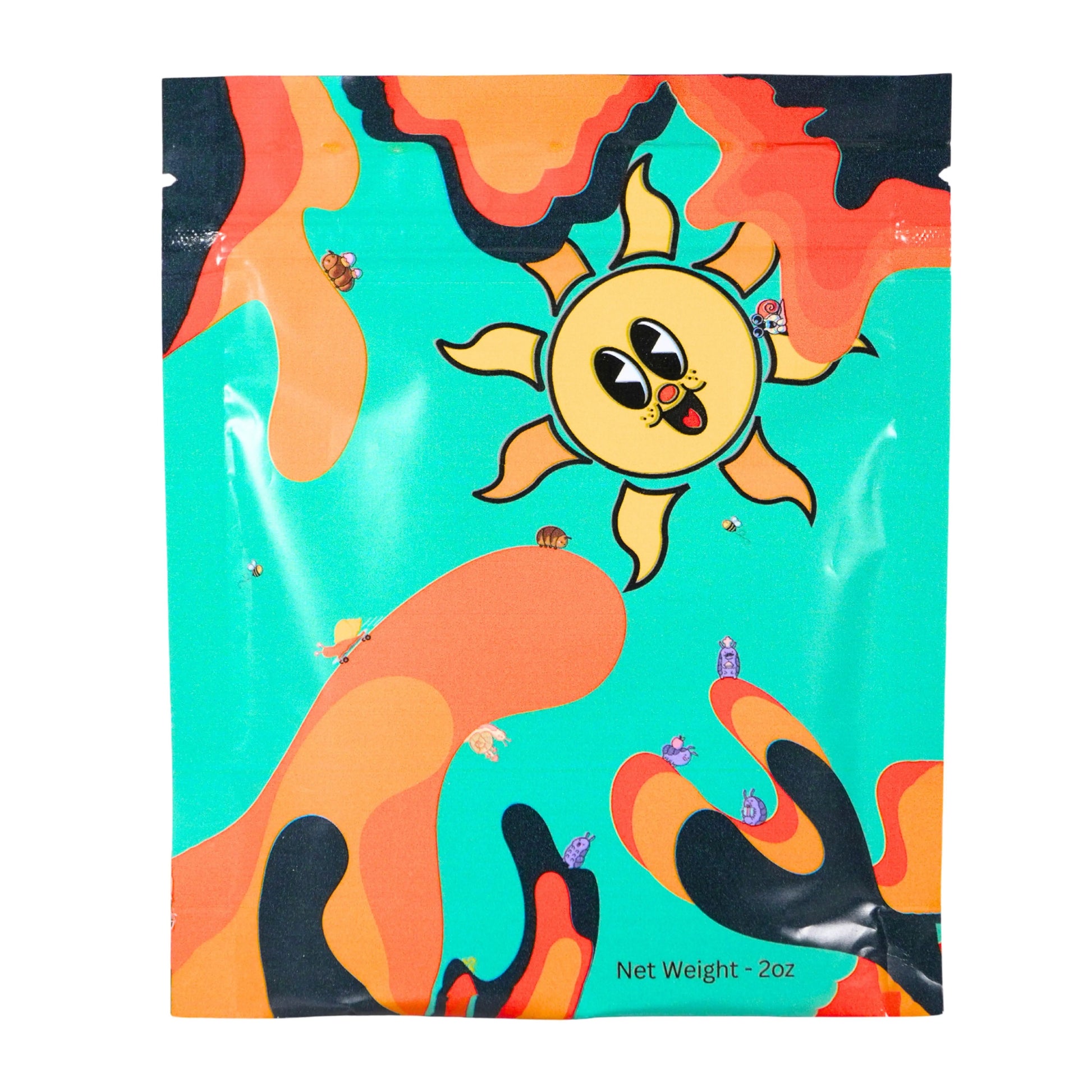 Back of resealable bag with bee pollen showing 2 ounces of pollen is included. 